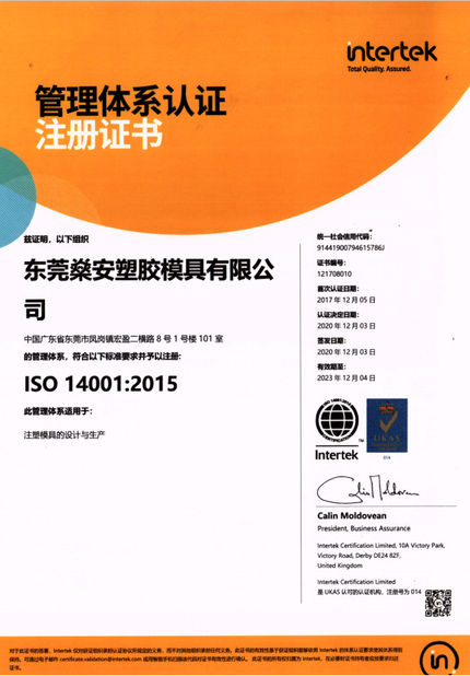 China Sun On Plastic Moulding Limited certificaten